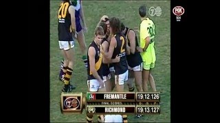 Fremantle v Richmond round 13 - 1999. The Ben Hollands Match. Final stages of a thriller