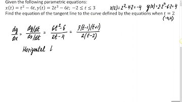 Finding the Tangent Line for a Parametric Curve