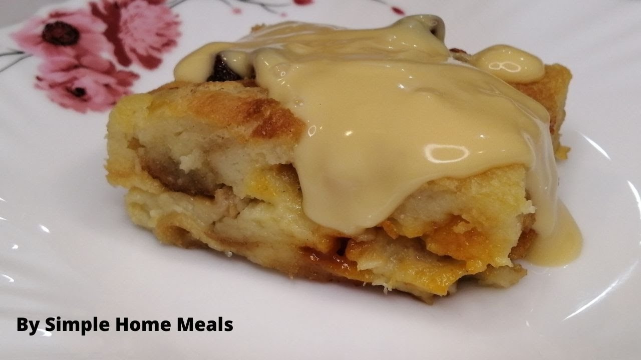 Butterscotch Bread Pudding With Creamy Custard Sauce | Making A Dessert With Leftover Bread