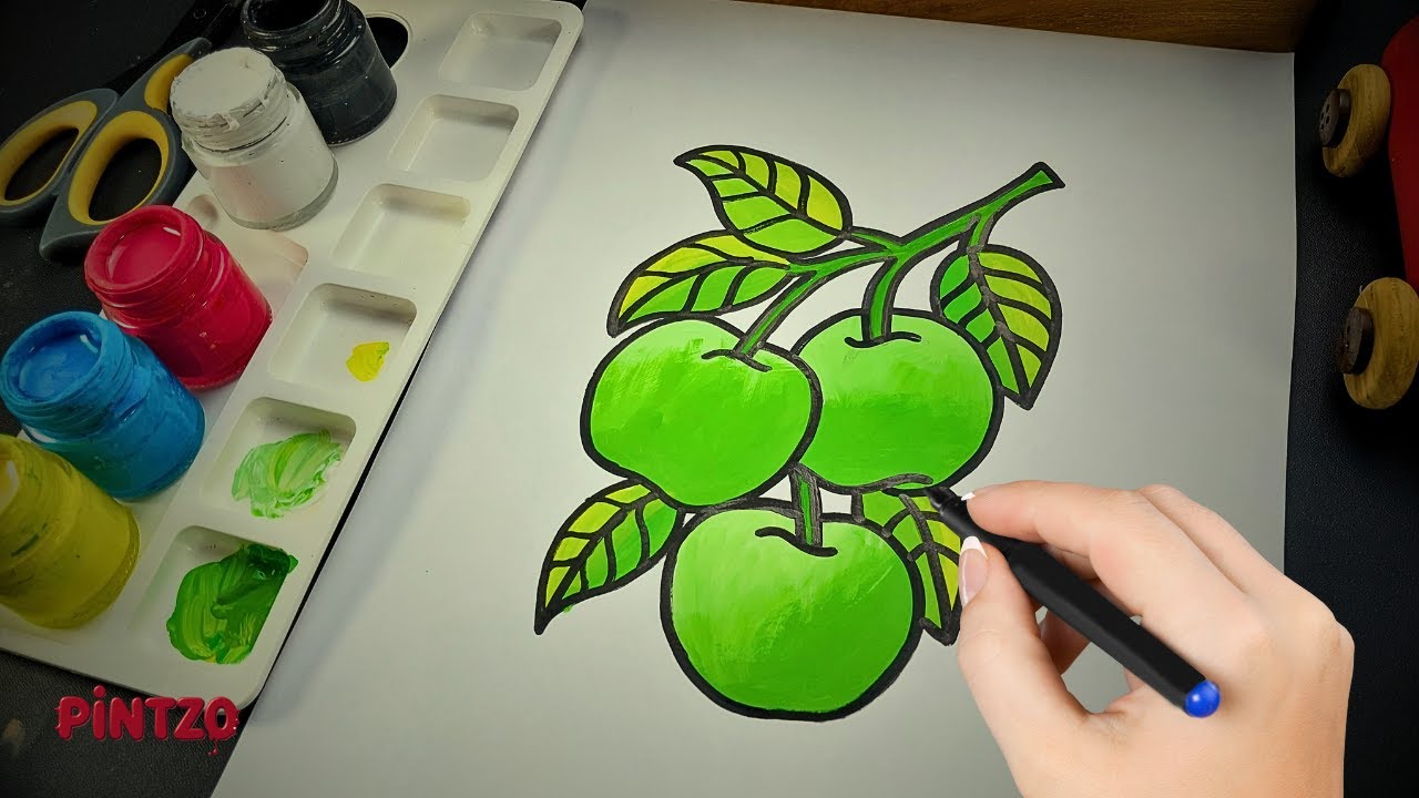 Menggambar dan Mewarnai Untuk Anak Buah-Buahan - Tutorial Menggambar - Drawing and Coloring Fruits