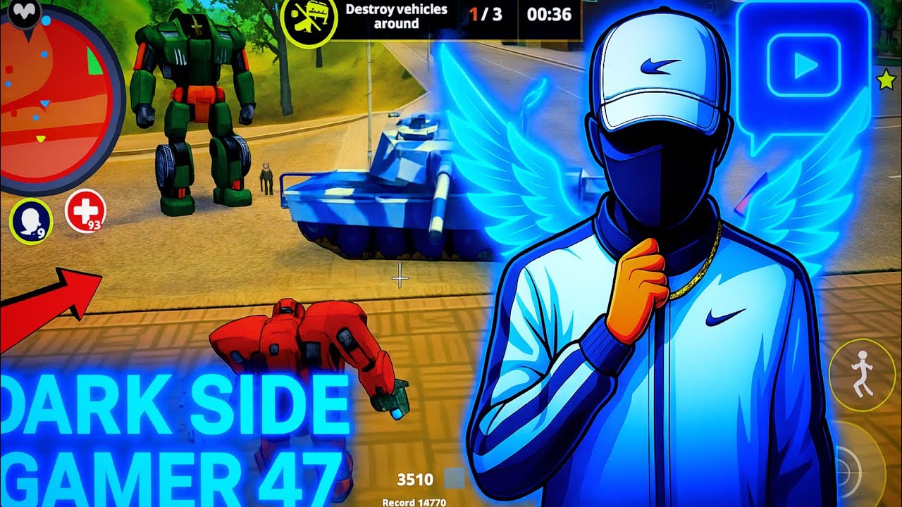 Rope Hero Vice Town 😈 | Transformer Robot Ball Fight, Tank & Robot Car | Dark Side Gamer 47. 