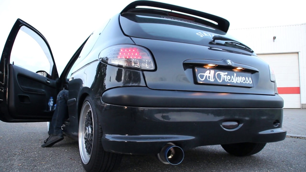 Peugeot 206 STATIC HKS exhaust sounds check 1.6 16V open mid pipe YouTube