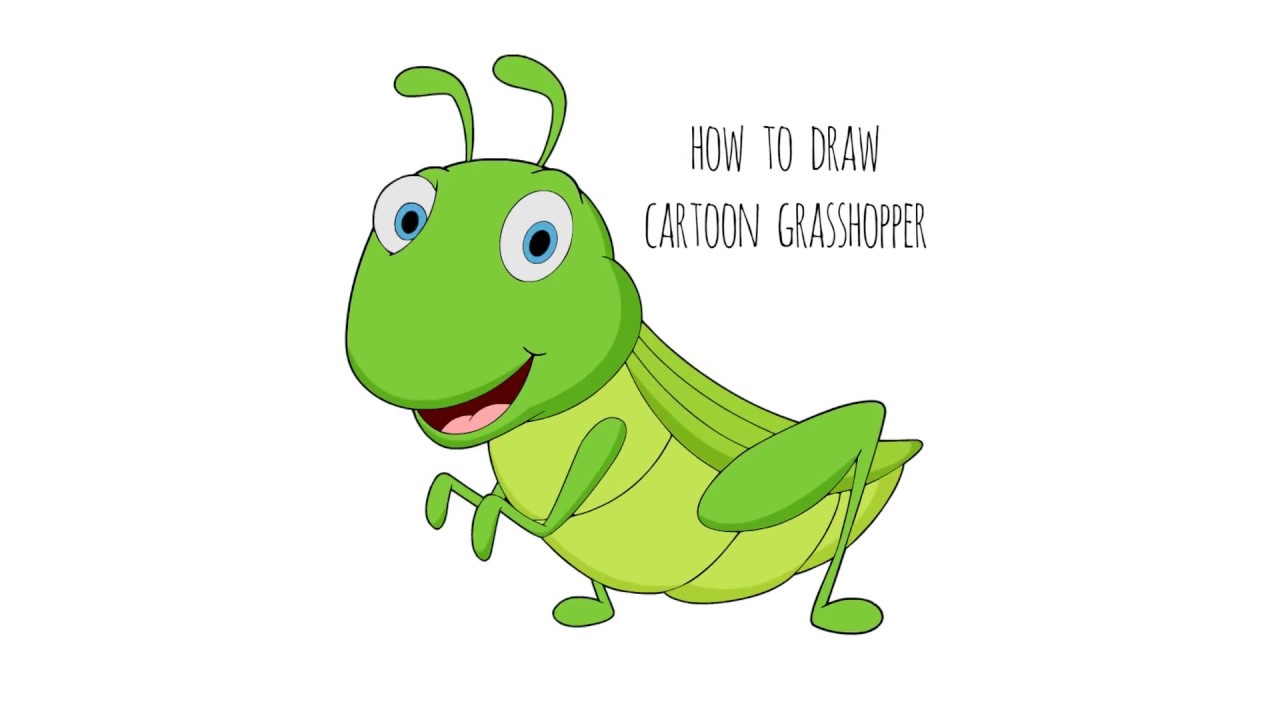 How to draw a Cartoon Grasshopper - Cartooning for kids - YouTube