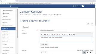 Tutorial LMS/Elearning Mengunggah Materi Menggunakan File untuk Dosen