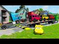 Double Flatbed Trailer Truck vs Speedbumps McQueen Train vs Cars | Tractor vs Train Beamng.Drive #51