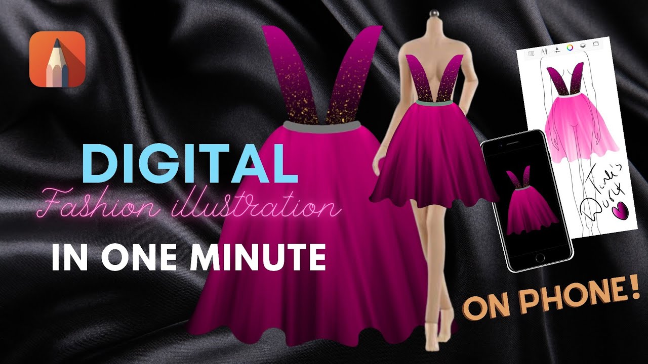 Digital Fashion illustration in one minute! | On mobile phone using ...