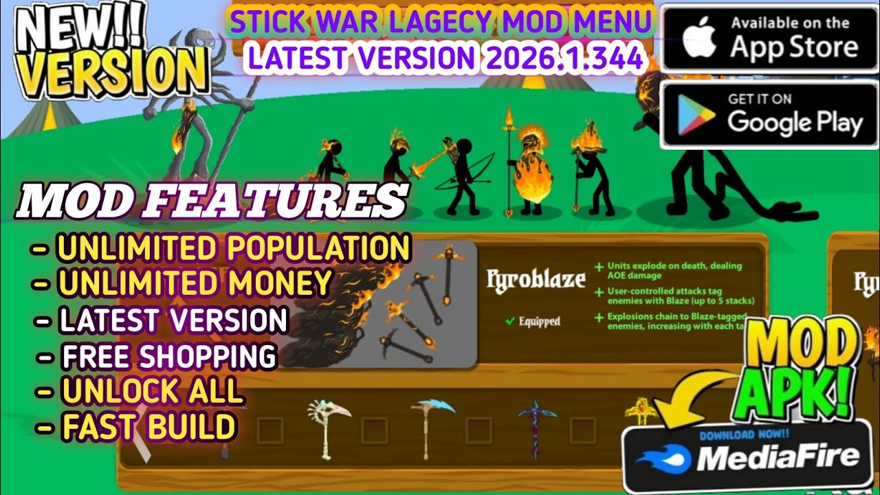 Update!! Stick War Lagecy Mod Apk 2026.1.344 Latest Version 2026 - Unlimited Gems & Unlock All