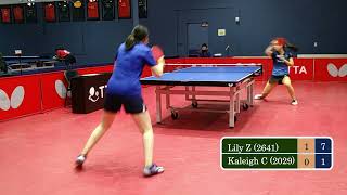 Lily Zhang (2641) vs Kaleigh Cui (2029) - Butterfly Bay Area Championship at TTA on 6-4-2022