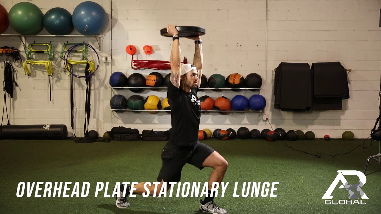 Overhead Plate Stationary Lunge YouTube