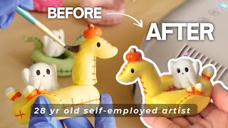 My Spooky Clay Business: Glazing Polymer Clay + UV Resin Tips and Tricks 🌸 Studio Vlog