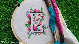 Letter E embroidery #floralembroidery#simple #rose#wovenrose #frenchknots #stemstitch#satin#creative