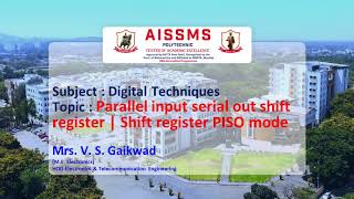 Parallel input serial out shift register | Shift register PISO mode - By Mrs. V. S. Gaikwad