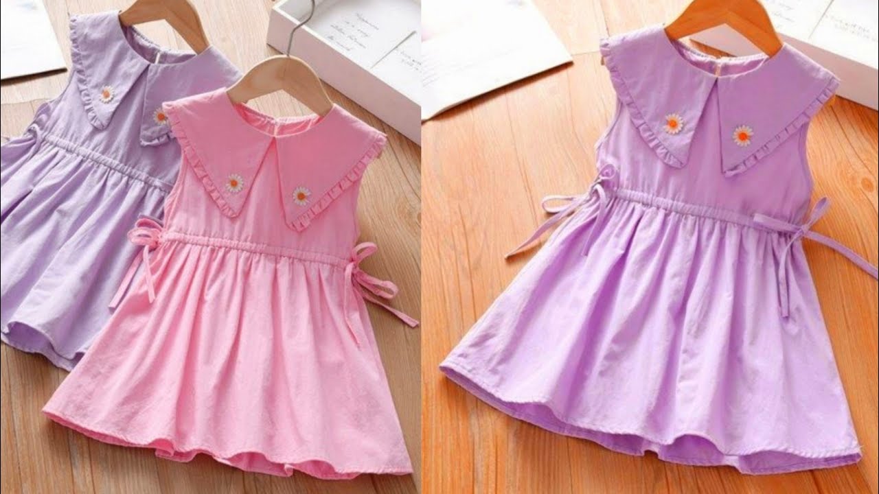 Umbrella Cut Ruffled Collar Baby Frock With Dori Cutting and Stitching