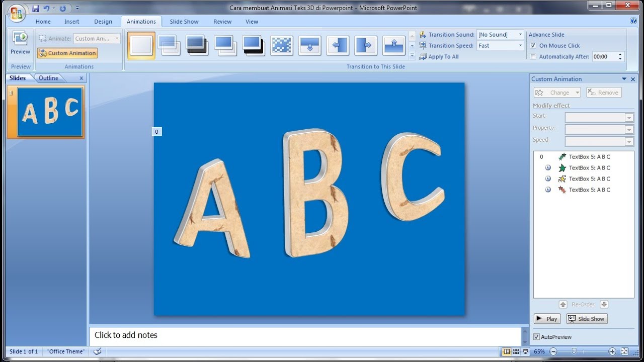 Tutorial Powerpoint 2007 Cara Membuat Animasi Effect Teks 3D