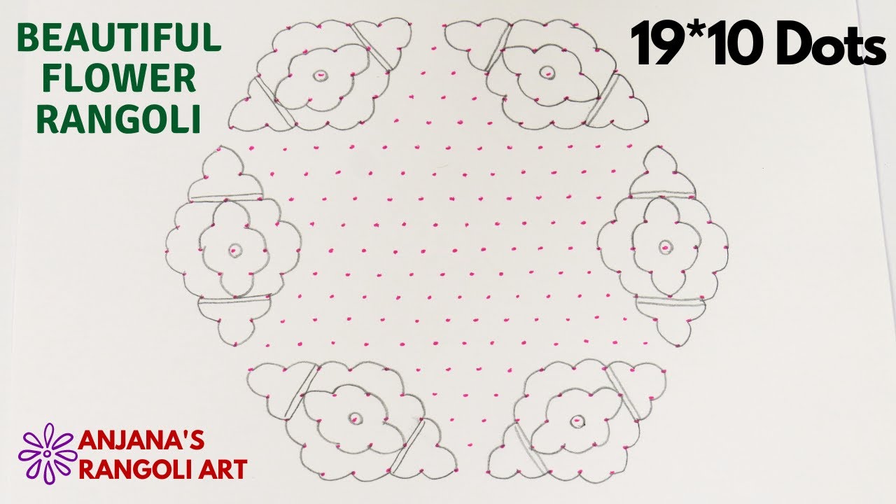 Beautiful rangoli design | 19*10 dots rangoli | Simple rangoli design | easy pandaga muggulu | kolam