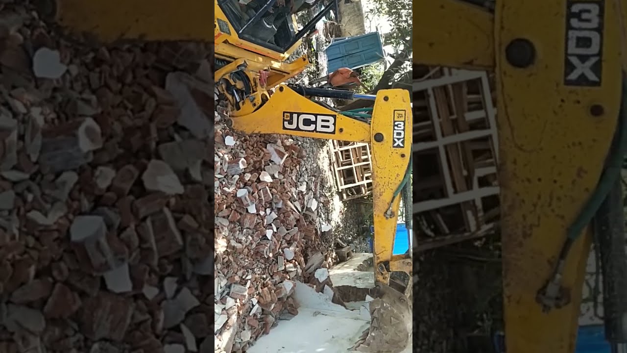 New demolization video in Secunderabad JCB 3DX Eco Expart single floor building bucket demolization
