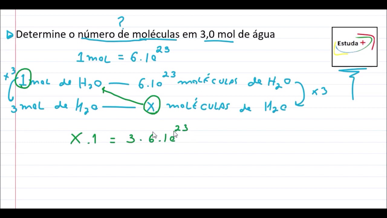Determine o número de moléculas em 3,0 mol de água - YouTube