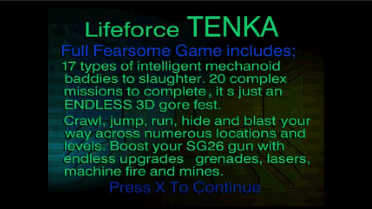 Lifeforce Tenka Demo - Sony PlayStation - Intro & Title Screen