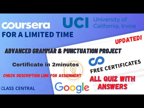 Advanced Grammar & Punctuation Project,(week1-4) All Quiz Answers.#coursera #mr #quiz #quiztime