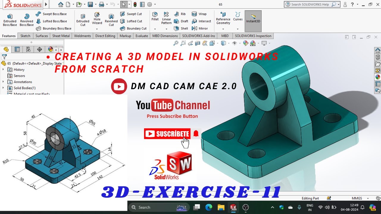 Creating a 3D Model in SolidWorks from Scratch - YouTube