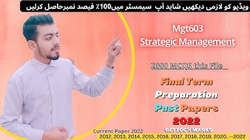 Mgt603 Final Term Exam Preparation 2022 | Mgt603 Past Papers | Mgt603 Current Paper 2022