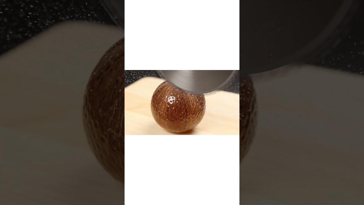 Coconut glass cutting with saw 