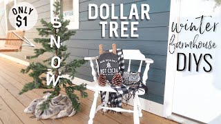 DIY DOLLAR TREE WINTER PORCH DECOR | FARMHOUSE STYLE DIY | AFTER CHRISTMAS DOLLAR TREE DIY DECOR