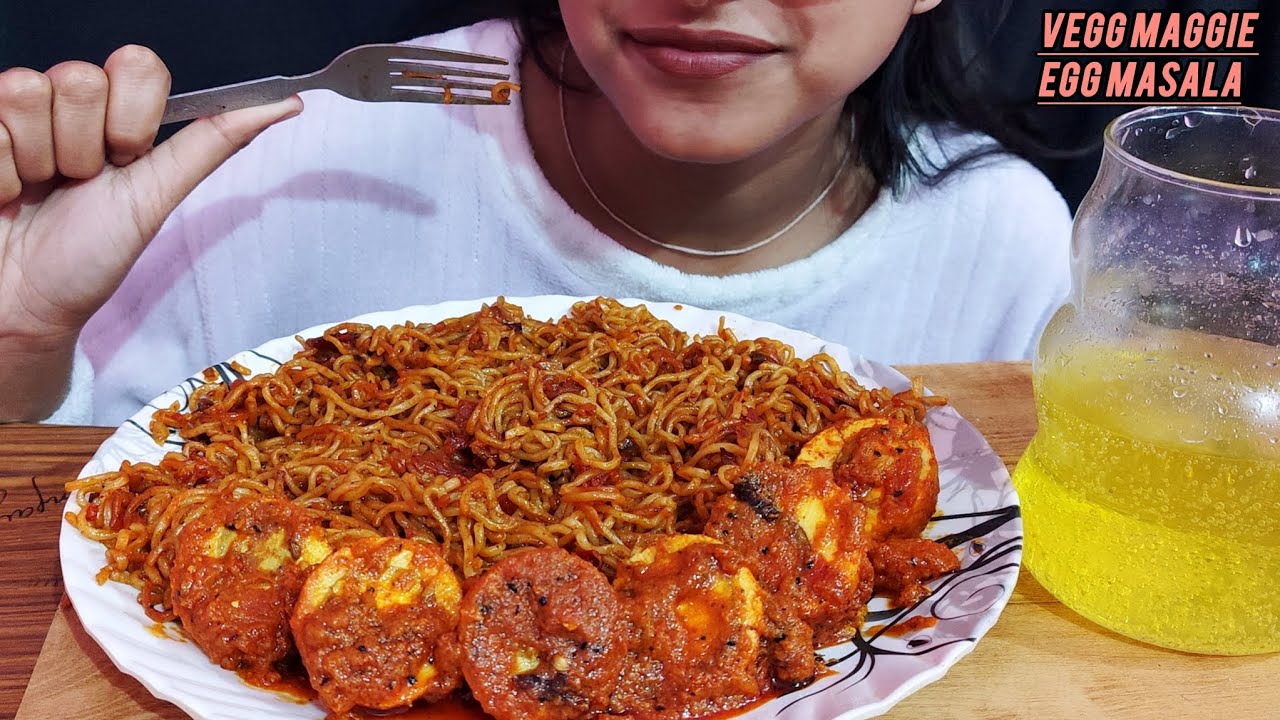 Vegg maggie with egg masala mukbang //ASMR