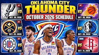 OKC THUNDER OCTOBER SCHEDULE 2026 🔥 Every Game, Date & Time