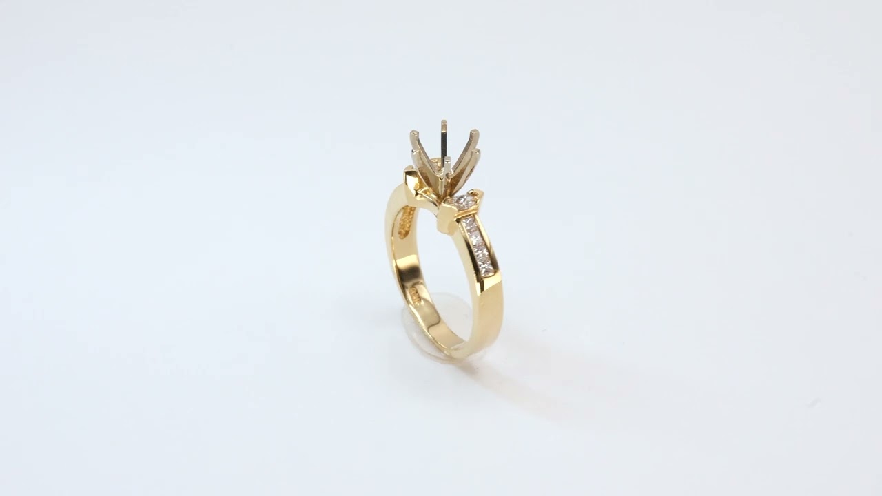 14K Yellow Gold 0.68 CTW Natural Diamond invisible-Set Engagement Ring Setting (G0039)