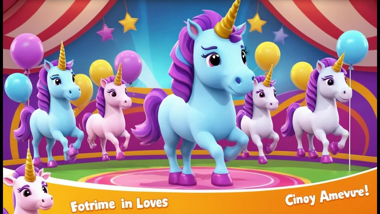 Three Toy Unicorns in the Circus | Funny and Fun Kids Nursery Rhyme Animation
