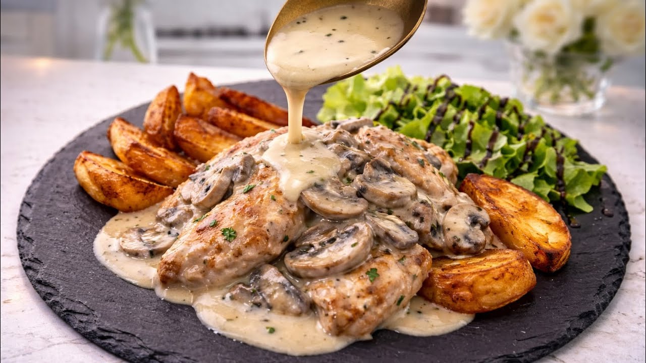 Dolaze gosti, a imam samo 30 MINUTA?! Piletina u sosu od pečuraka koja nestane za 5! Brzi rucak!