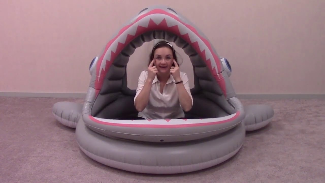 beach toys for 9 month old Huge inflatable toy Shark. Beach toy. Song for kids about parts of body.