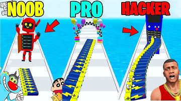 NOOB VS PRO VS HACKER VS GOD IN BATTERY RUN 3D WITH SHINCHAN , OGGY & CHOP!