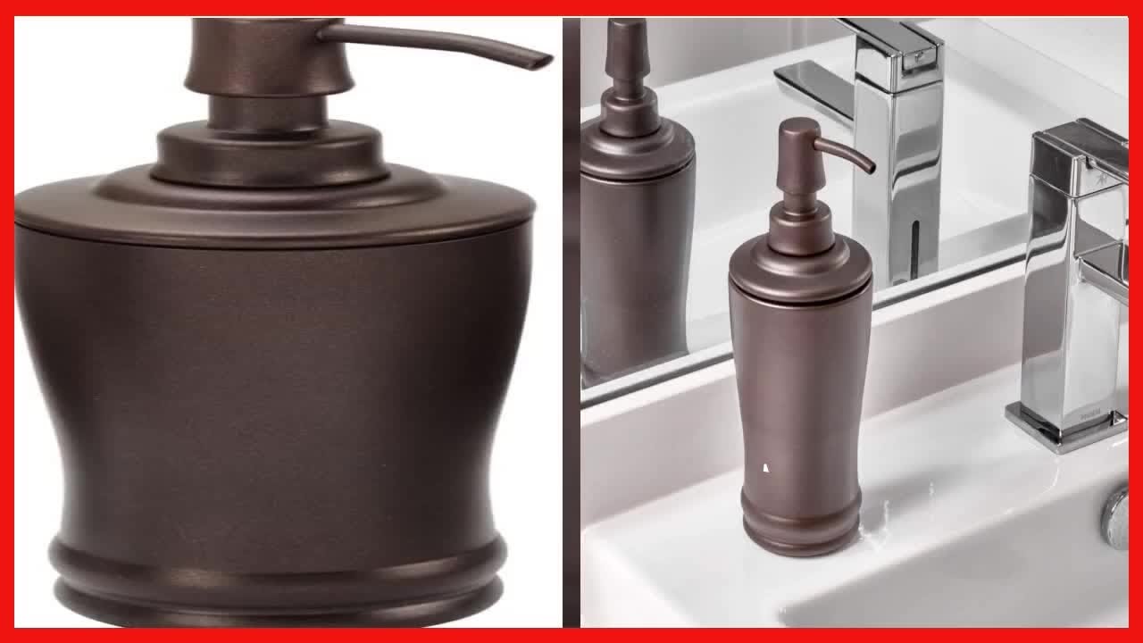 iDesign Metal Tall Liquid Soap Dispenser Pump, The Olivia Collection – 8 Oz., Bronze
