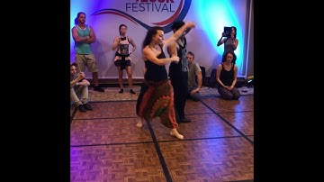 Evelyn Magyari and a Wolf (Lopez)