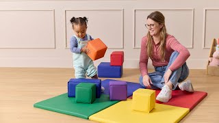 ECR4Kids SoftZone® Quad Fold-N-Go Activity Mat and Toddler Blocks