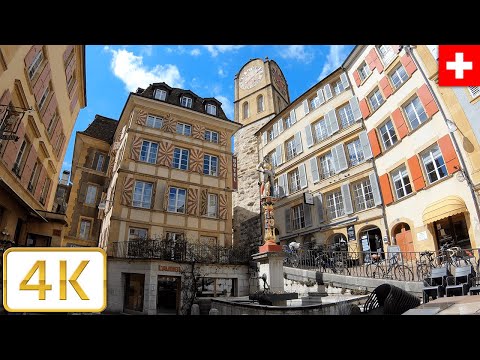 Old Town walk in Neuchâtel, Switzerland | Spring 2021【4K】