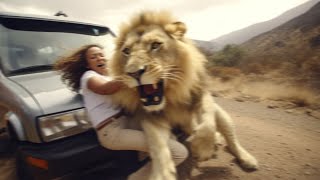 Woman Tries to Pet Lion During Safari Tour...