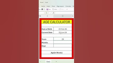 Age Calculator In Excel - #Shorts #excel #exceltech #exceltips