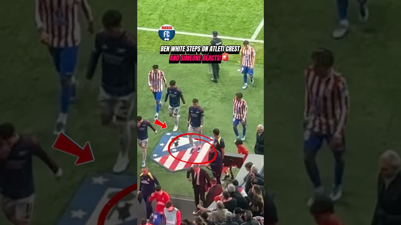 BEN WHITE STEPS ON ATLETI CREST AND SIMEONE REACTS 🚨🚨#BenWhite #AtleticoMadrid #Arsenal #UCL