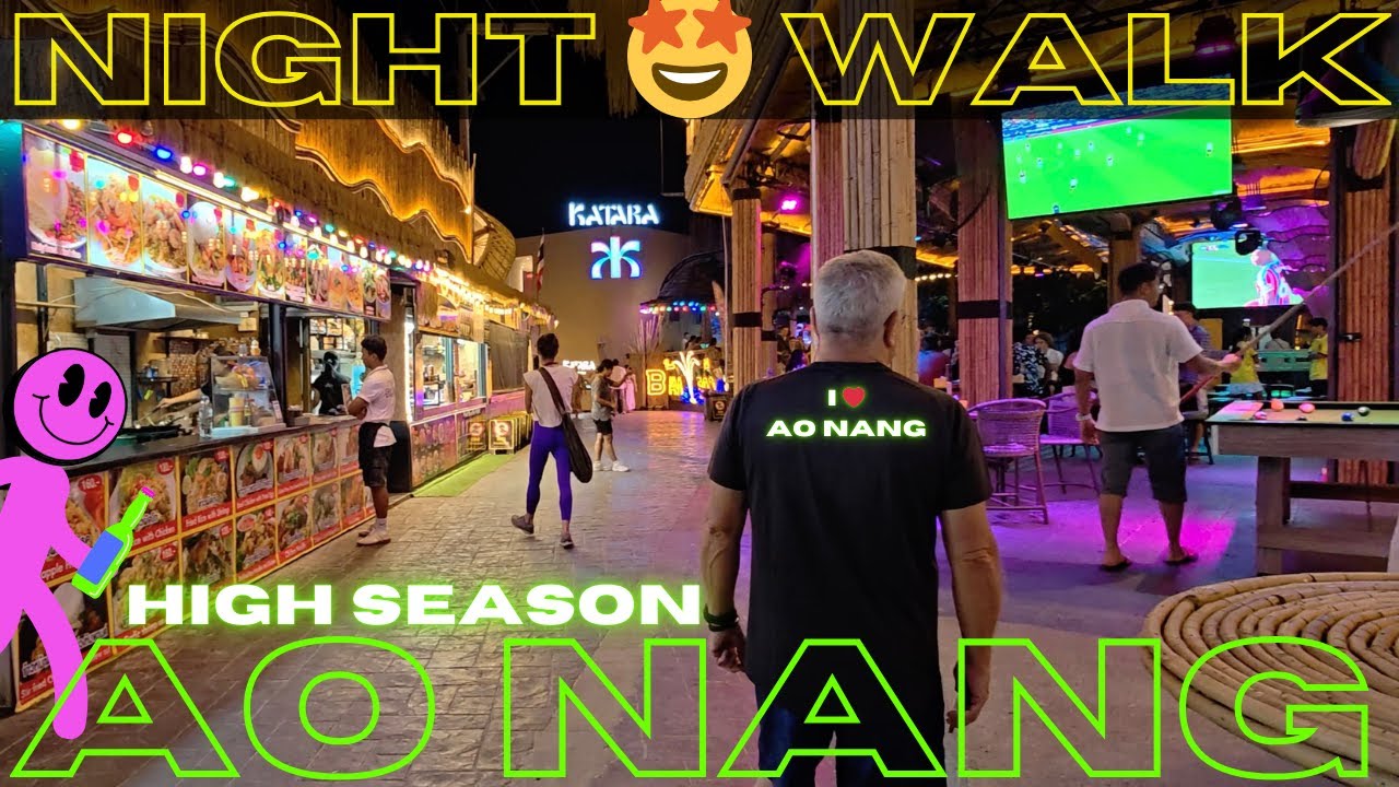 🌙 Night Walk in Ao Nang | Bars, Restaurants & Live Music in Krabi, Thailand 🎶🍹- Ao Nang Krabi