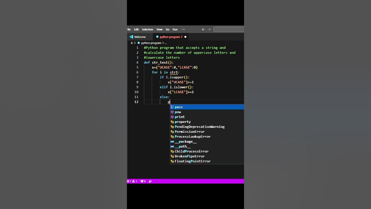 Python program that accepts a string and display number of uppercase ... image.