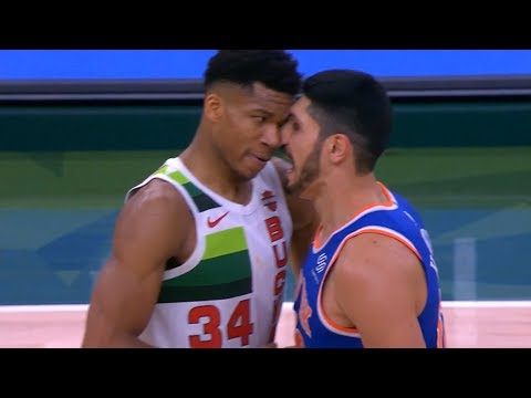 Enes Kanter Gets Ejected after Scuffle & Exchange Shit Talk with Giannis Antetokounmpo