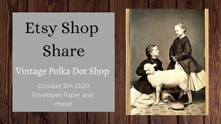Etsy Update for Vintage Polka Dot Shop - coffee dyed envelopes and more oh my!
