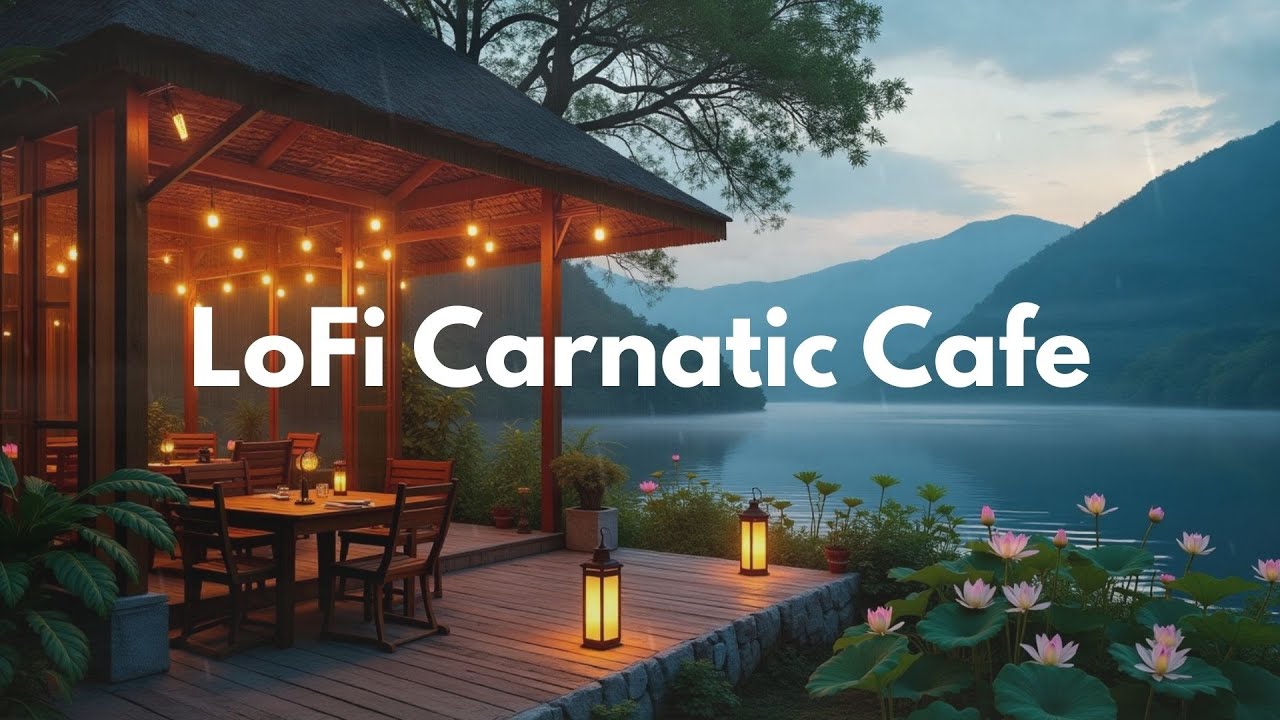 LoFi Carnatic Cafe with Rain|Sankarabharanam Raga|Lakeside Ambience with Relaxing and Chill Beats 🎹