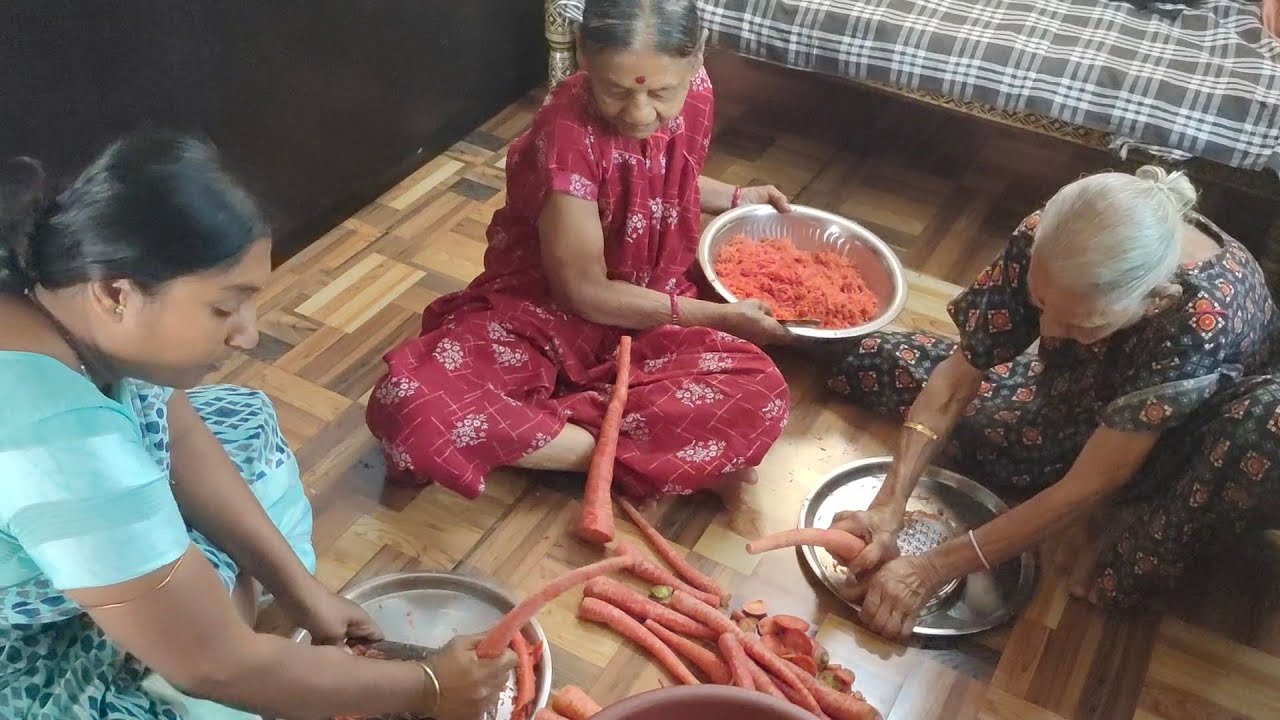 आजींनसोबत बनवला गाजराचा हलवा