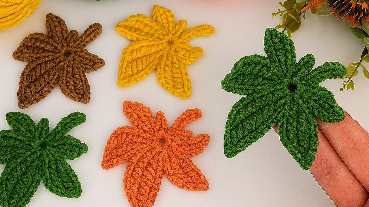 🍁 Very Easy Tunisian Crochet Leaf 🌿 | Step-by-Step Leaf Tutorial for Beginners
