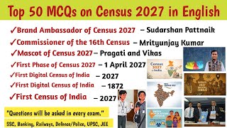 Top 50 MCQs on Census 2027 in english||Census 2027 Current Affairs|Census 2027 Important Gk Question