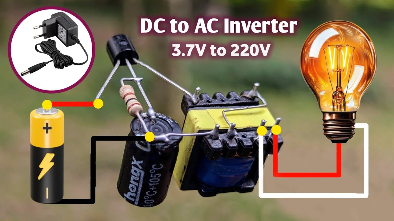 How To Make DC To AC Inverter. DC3.7V To AC220V. Using Old Mobile Charger. Simple Circuit.